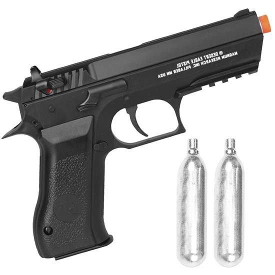 Pistola Airsoft CO2 CyberGun MD Desert Eagle Baby Semi-Automática + 2 Minis Cilindros CO2 12g