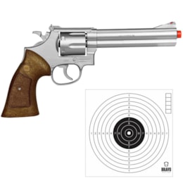 Revólver Airsoft Spring UHC UA-934SW com 10 Alvos de Papel Bravo Militar Revólver Airsoft Spring UHC UA-934SW com 10 Alvos de Papel Bravo Militar