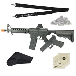 Rifle Airsoft M4A1 + Pistola V307 + 4 Alvos + Coldre + Alça + 2000 BBs