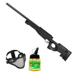 Rifle Airsoft Sniper L96 M59A com Máscara Meia-face Nautika e 1000 Munições BBs Rifle Airsoft Sniper L96 M59A com Máscara Meia-face Nautika e 1000 Munições BBs