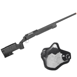 Sniper Rifle Airsoft Double Eagle M62F 420 FPS + Máscara Meia-face Nautika Sniper Rifle Airsoft Double Eagle M62F 420 FPS + Máscara Meia-face Nautika